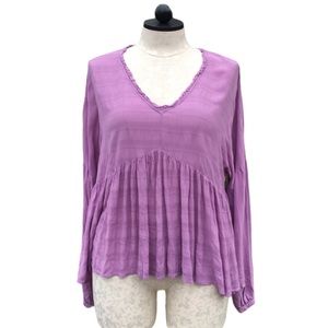 Purple poof Sleeve vNeck soft Romantic Top XXL 20